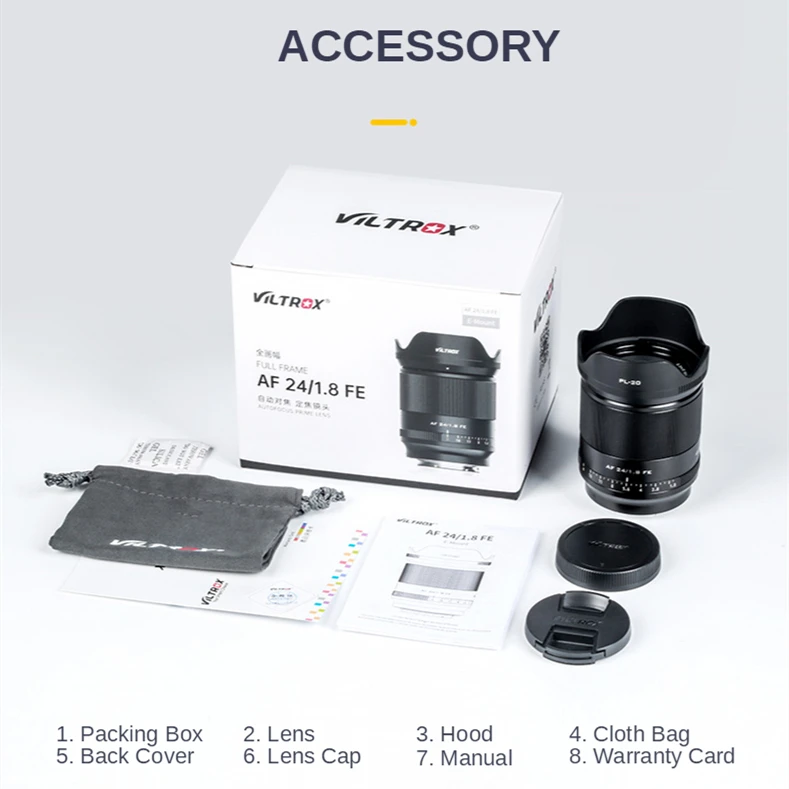 Viltrox 24 мм F1.8 Полнокадровый широкоугольный объектив с автофокусом Для