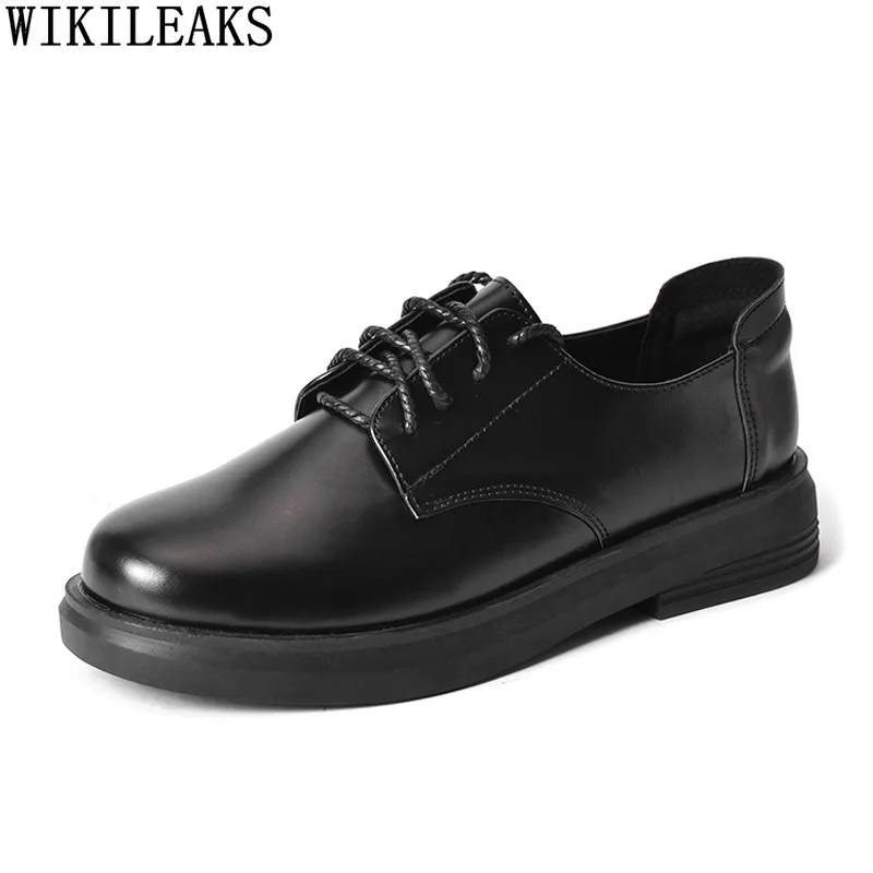 

Leather Casual Shoes 2022 Fashion Women Oxford Shoes for Women Platform Shoes Block Heels Zapatos Casuales De Mujer Scarpe