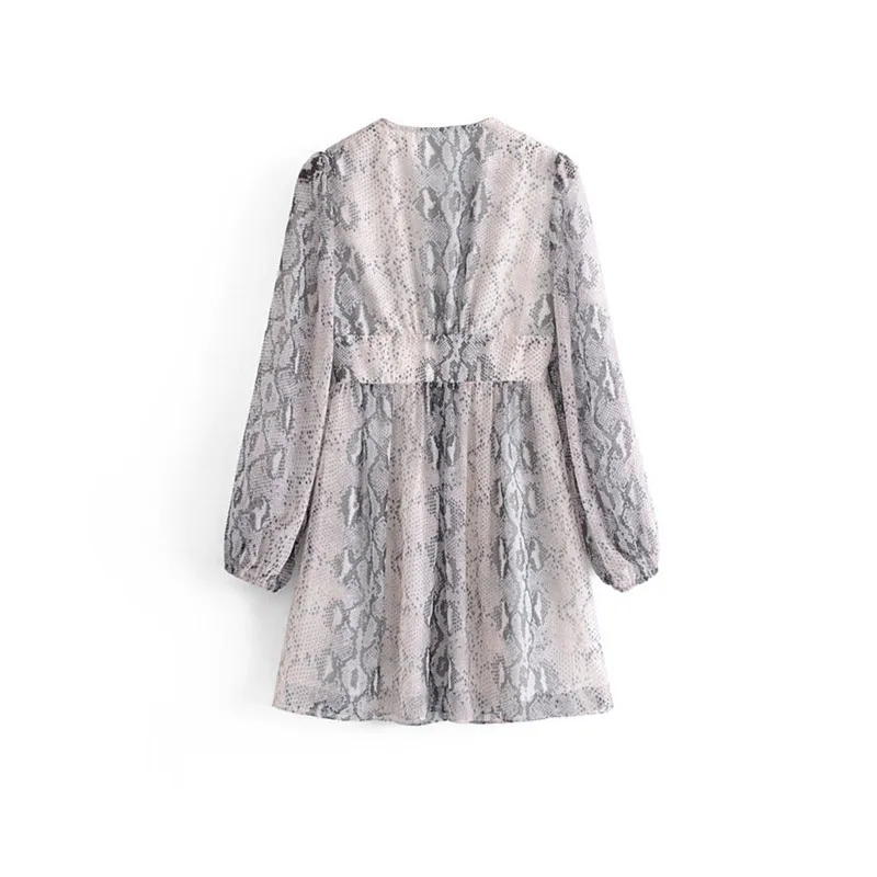 

Women Vintage European American style vacation V-neck sexy short skirt ins fashion new snakeskin print baggy Jumpsuits summer