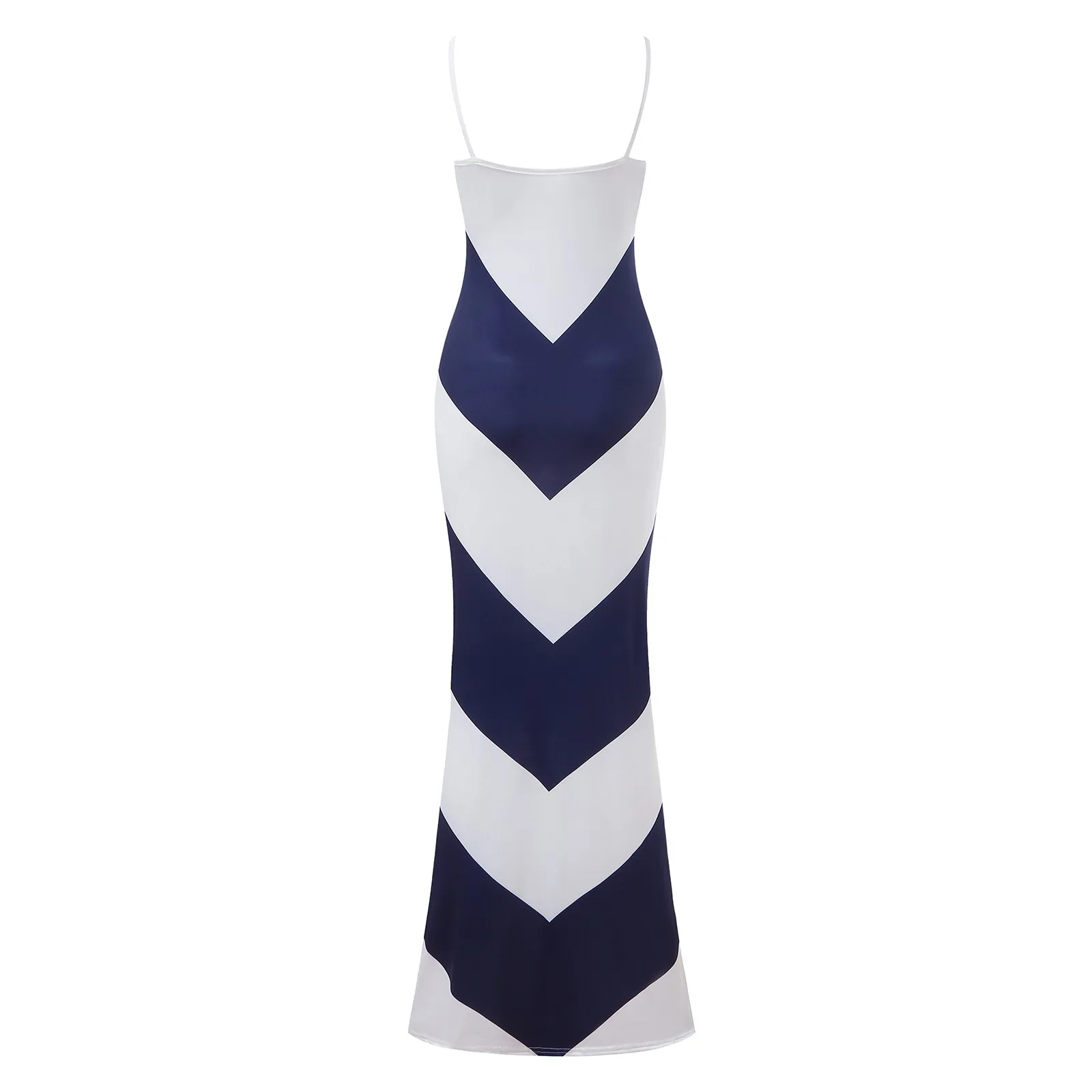 

40# Sexy Women Spaghetti Strap Dresses Stripe Sleeveless Robe Female Retro Floor-length Dress Elegant Party Culb Long Dress