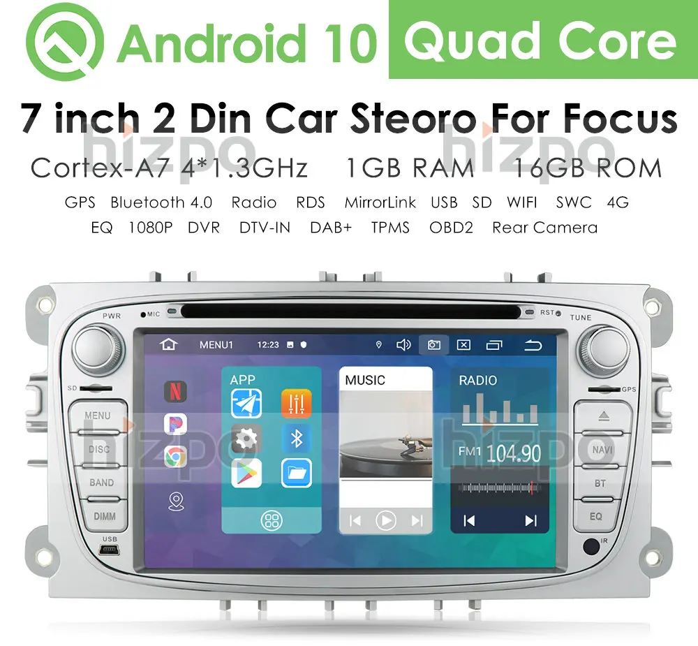 2 Din Android 10 автомобильное радио Dvd для Ford Focus Mondeo S MAX 2007 2011 Galaxy Transit Connect Car Stereo GPS