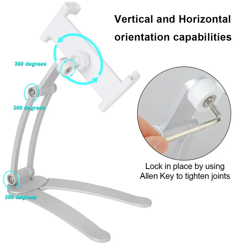

Wall Kitchen Holder Adjustable Tablet Mount Stand Desktop For 4.7-13inch Mobile Phone And Tablets