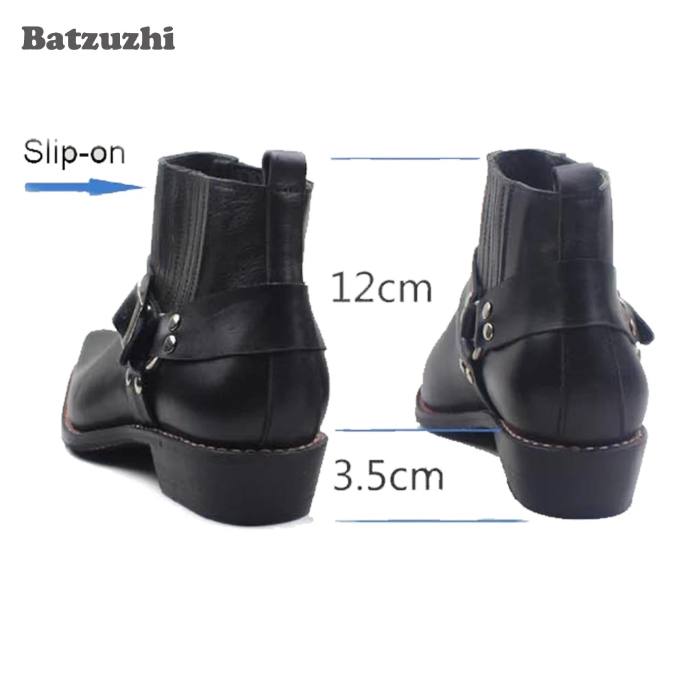 

2020 New Western Cowboy Boots Cowhide Genuine Leather Boots Men Shoes Pointed Toe Real Leather Motorcycle Riding Boots Rock Bota