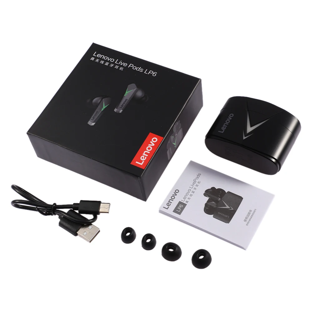 

Original Lenovo LP6 Earphone Video Game Wireless Bluetooth TWS headset No Delay Listening And double Decoding For Android Iphoe