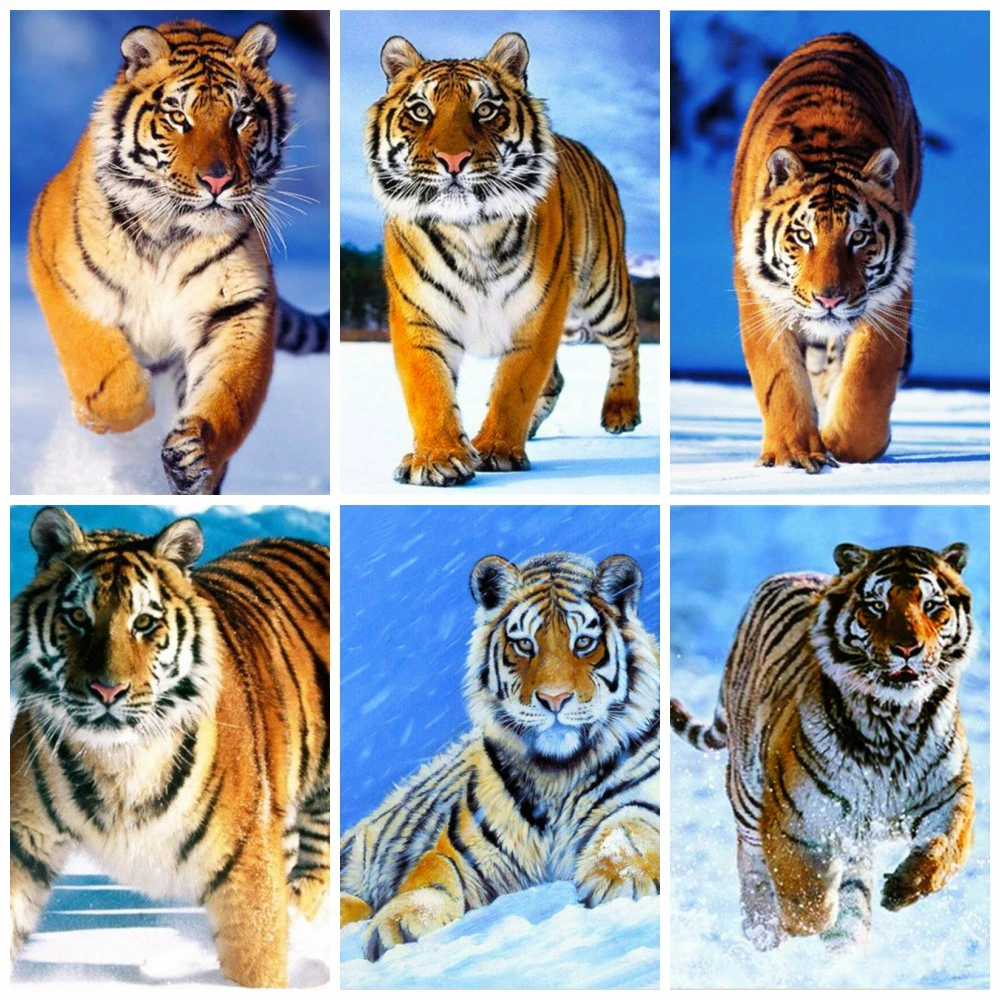 Yi яркий 5D DIY Алмазная Вышивка Тигр снег камни в форме ромба дрель ручной работы