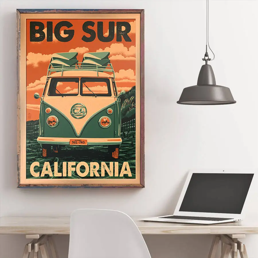 Плакат Калифорния ручная Рисование Сур земля приключений винтажная печать крафт