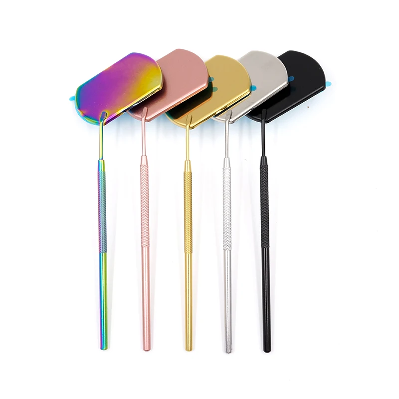 

New Multifunction Checking Eyelash Extension Grafting Mirror Portable Stainless Steel Handle Eyelashes Mirror Makeup Tool
