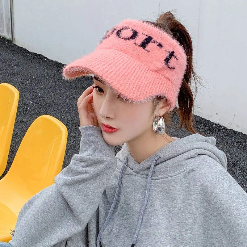 

Newest Plush Visor Cap Warm Autumn Winter Outdoor Sports No-top Sun Hat Baseball Cap