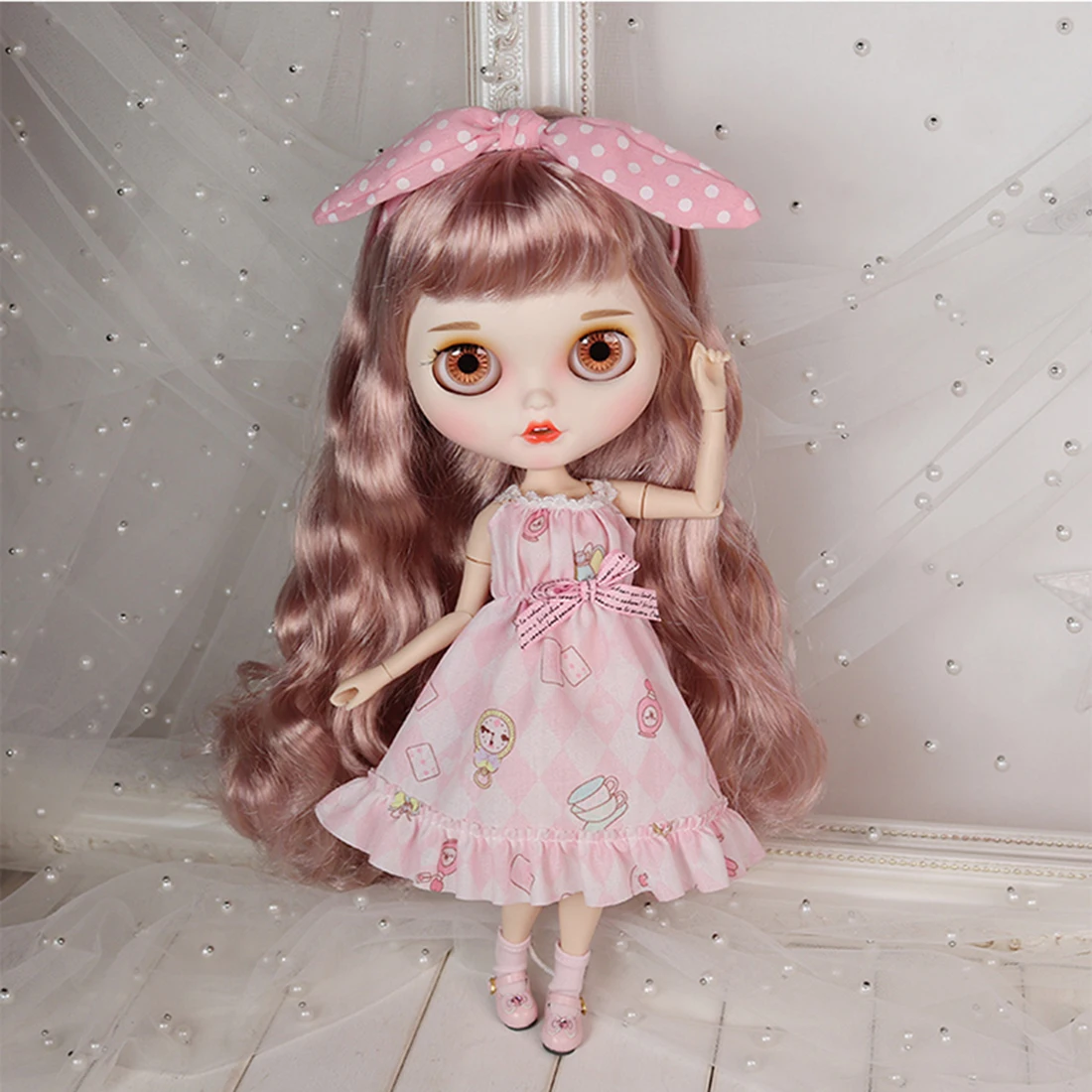 Modikerbjd для Blythe платье на заказ милое розовое клетчатое с рисунком юбка куклы блайз