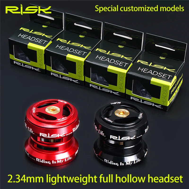 

RISK Bicycle Headset 34mm External Bike Headset CNC 44-56mm Aluminum Double Bearing Bowl Built-in Oil Seal Bicycle Parts