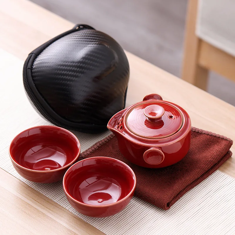 Portable Kungfu Tea Set Ceramic Teaset Simple Appearance Teaware Chinese Designer Travel One Teapot Two Cups Drinkware Gift Good | Дом и сад
