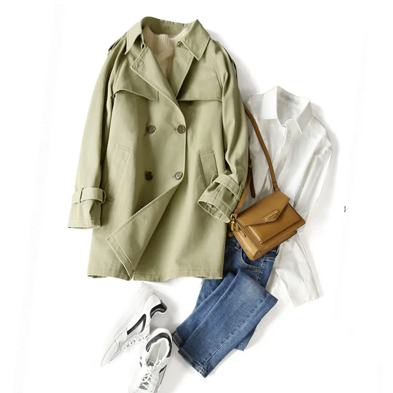 Весенняя японская ветровка женская одежда средней длины для работы пальто