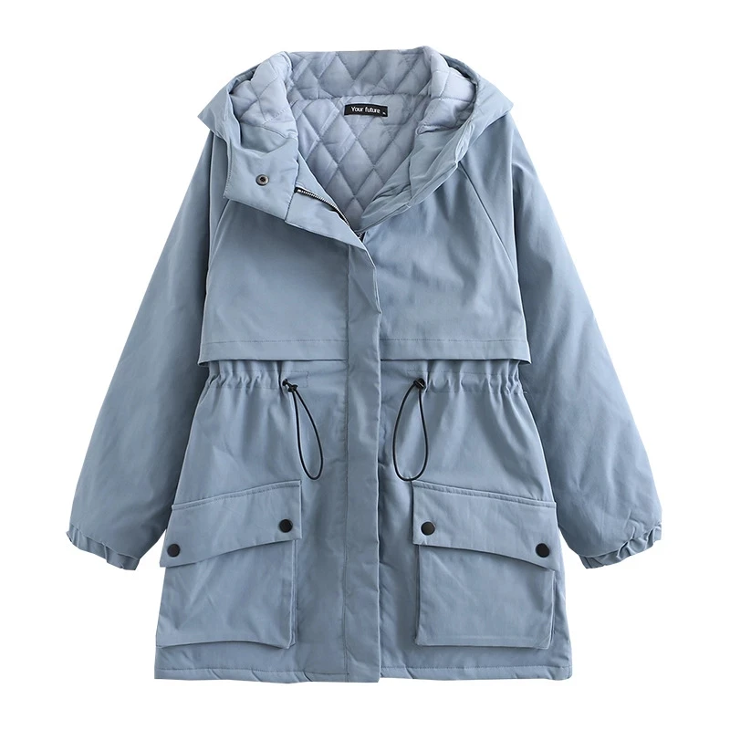 

Winter Coat Trench Women Oversize Quilted Coat Hooded Padded Jacket Pocket Drawstring Warm Outerwear Fashion Loose Clothes