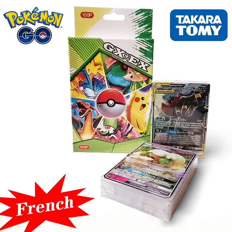 

100Pcs French Version Pokemon Card Toys 100 V VMAX GX 100 Tag Team 1 Tarak Collection Box French Card Pokemon Card Game For Kids