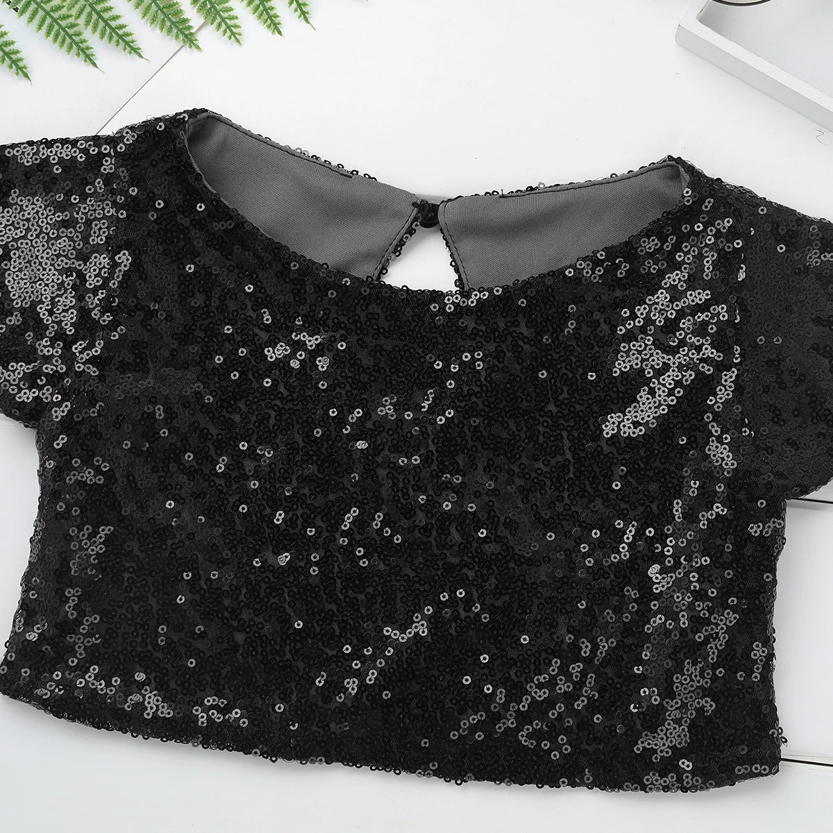 Детские топы с блестящими блестками и рукавами крылышками для девочек