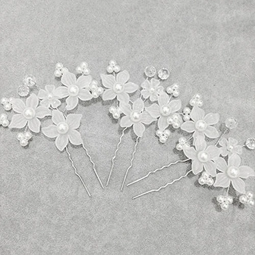 1 шт. свадебная заколка для волос с цветами и искусственным жемчугом белая