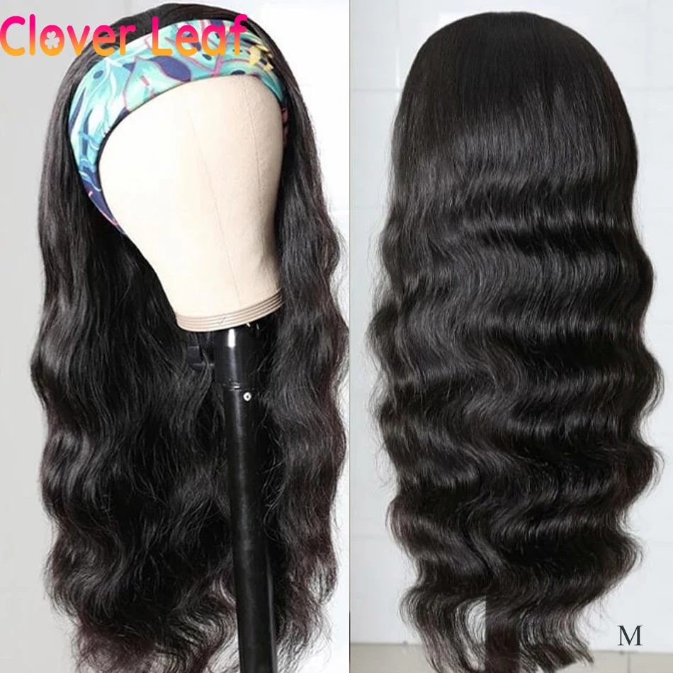 

Clover Leaf Headbands Body Wave Wig Human Hair Head Band Wigs Human Hair 150% Remy Brazilian Scarf Headband Wigs For Black Women