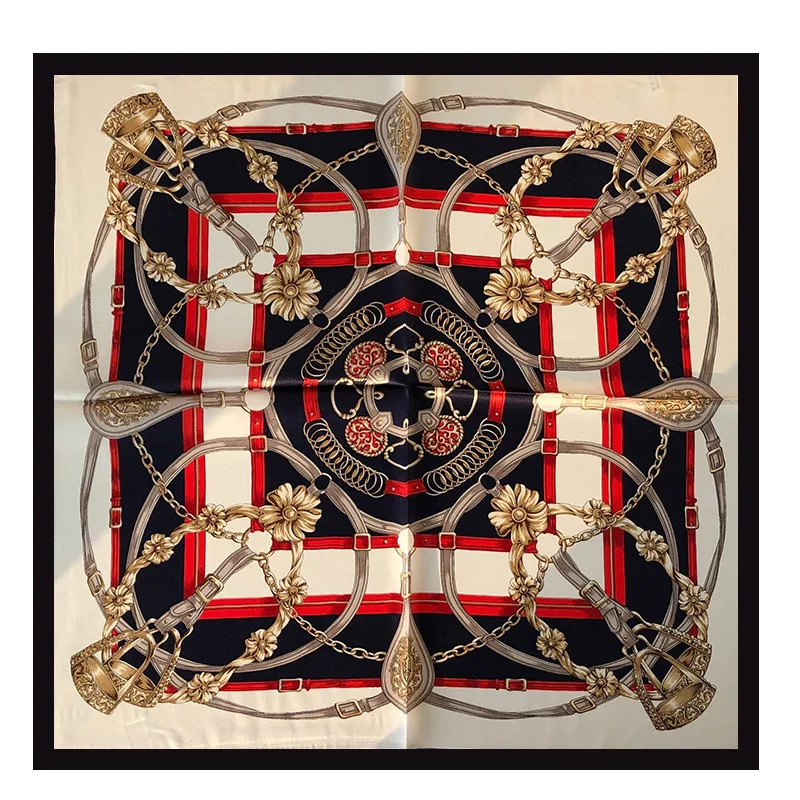 

Brand 2020 Fashion Square Neck Scarves 100% Silk Scarf Women Foulard Shawls And Wraps Bandana Poncho Headband Hijab 53*53cm