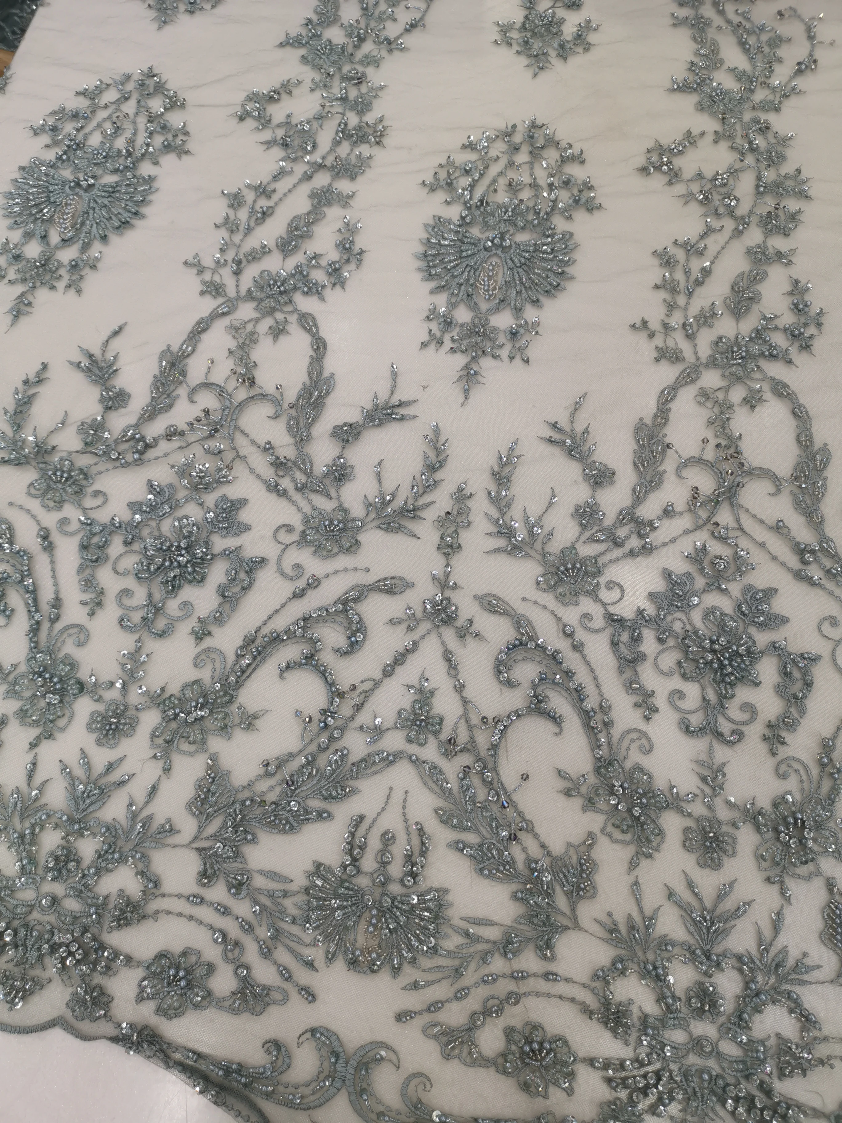 2019 последние Серебристые персиковые белые кружевные ткани высокого качества