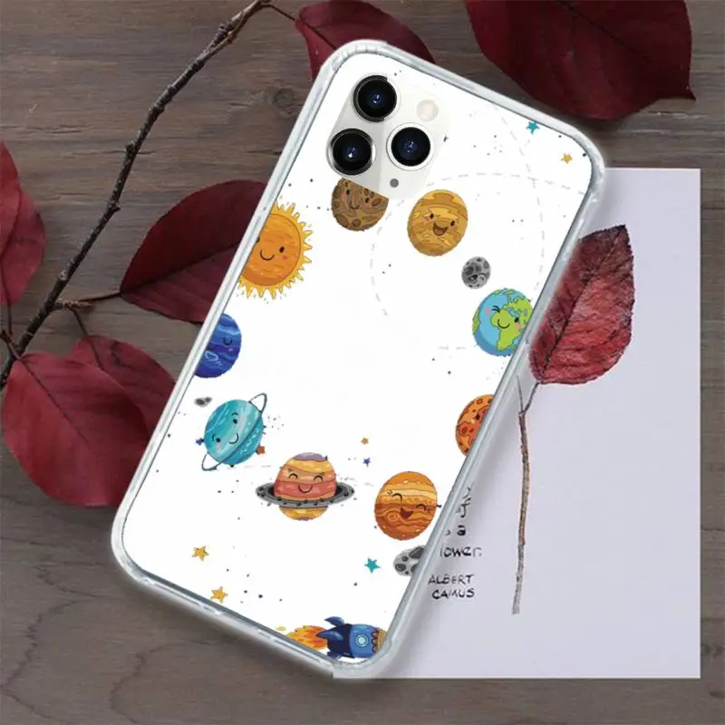 

Cartoon planet Phone Case Transparent for iPhone 11 12 mini pro XS MAX 8 7 6 6S Plus X 5S SE 2020 XR