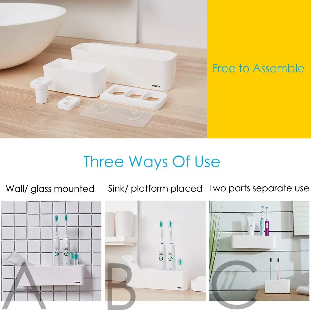 

Bathroom Accessories Toothbrush Holder Bathroom Multi-Purpose Strong Suction Toothbrush Caddy Detachable