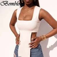 bomblook sexy party club womens solid y2k tank tops summer 2021 square collar irregularity female all match tops streetwears