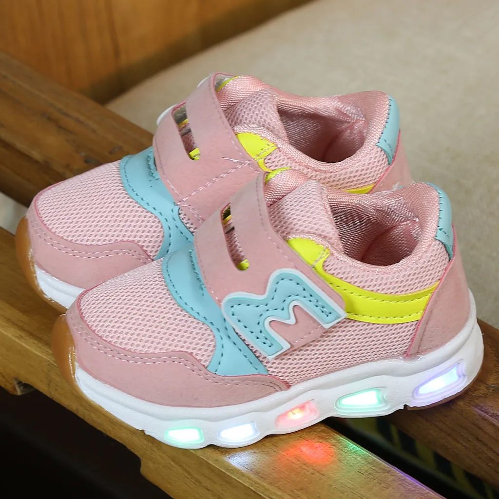 Детская обувь для маленьких девочек с бабочками и кристаллами Светящиеся