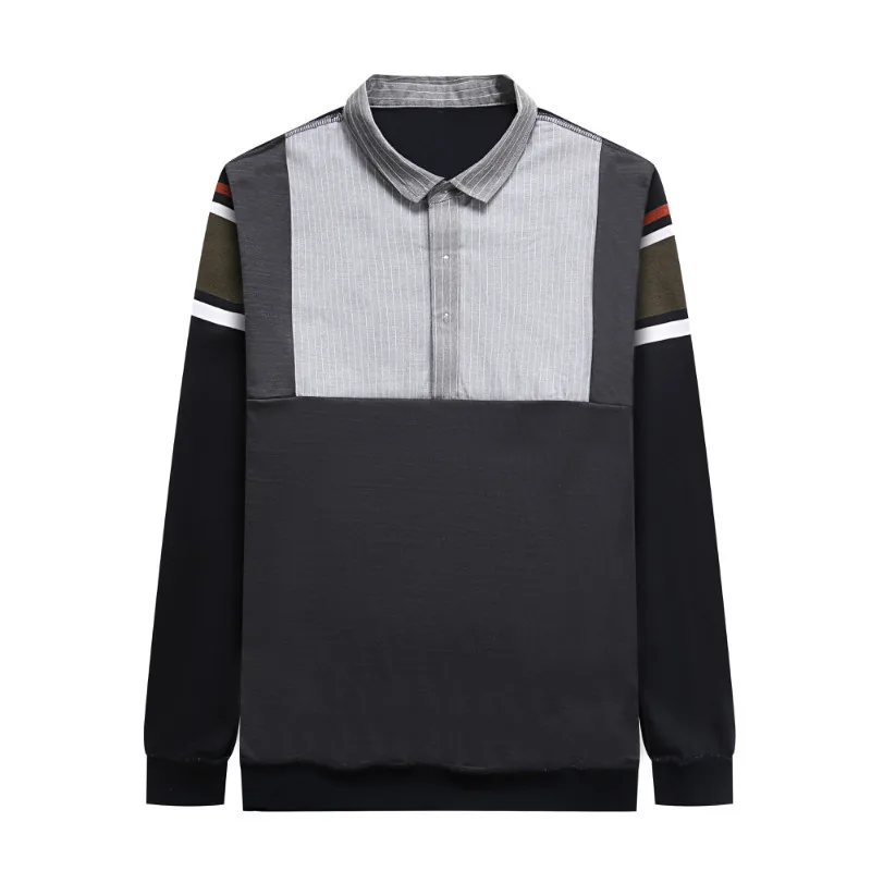 

Autumn 2020 new young men's fat plus size fake two round neck knitwear men's fashion sweater