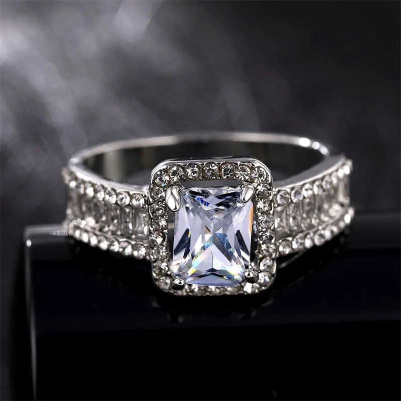 Модные серебряные кольца FNIO для женщин роскошные дизайнерские квадратные