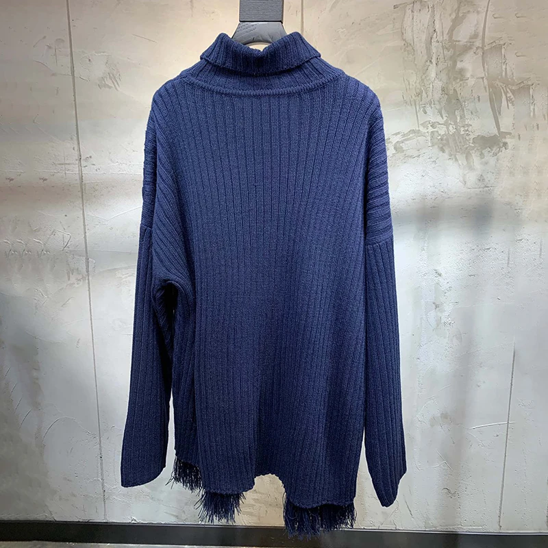 TWOTWINSTYLE винтажный лоскутный вязаный свитер с кисточками для женщин водолазка