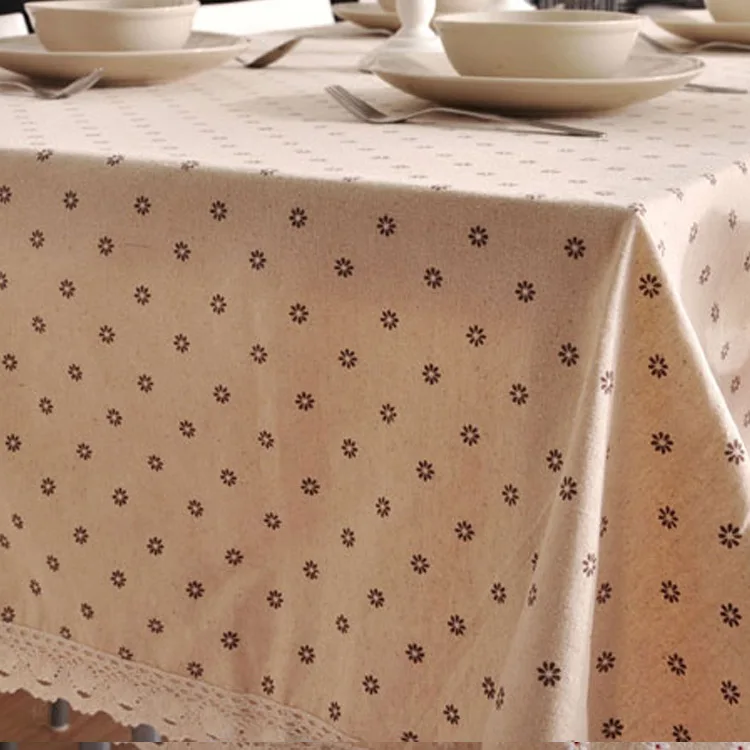 

Flower Pattern Tablecloth Linen Cotton Table Cloth with Lace Dining Table Cover Manteles Bordados