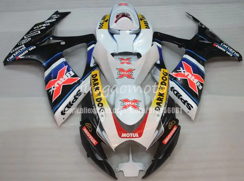 

Hi_quality 100% синего цвета, новинка, черные белые обтекатели комплект подходит для Suzuki GSXR600 750 K6 2006 2007 GSXR 600 750 06-07 кузова