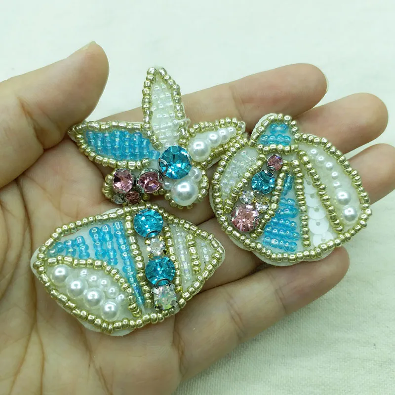

Fashion sea animals beaded patches for clothing DIY Sew on sequin rhinestone badge embroidery Jellyfish parche ropa