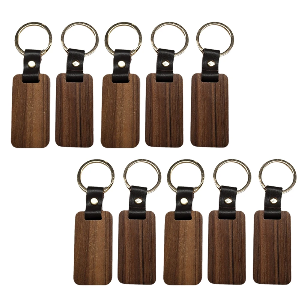 10pcs Wooden Keychain Rectangular Collectible Key Ring Car Bag Hanging Pendant Painting Crafts Cute for Women Men | Украшения и