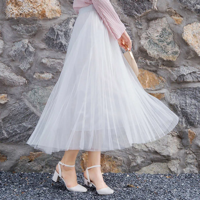 Женская юбка макси Heydress однотонная модная плиссированная в сеточку с высокой