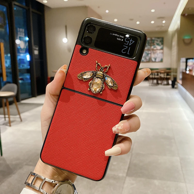 

Роскошный 3D чехол для телефона с алмазным Пчелой для Samsung Galaxy Z Flip 3 4 S22 Ultra S21 Plus S20 FE Note 20 A13 A52 A72 A33 5G A03
