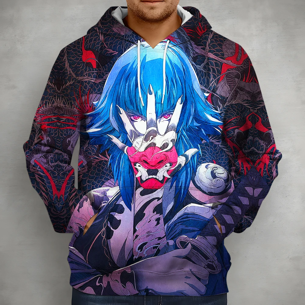 2022 японская мужская маска самурая Женская толстовка 3D ранняя унисекс Хип-Хоп