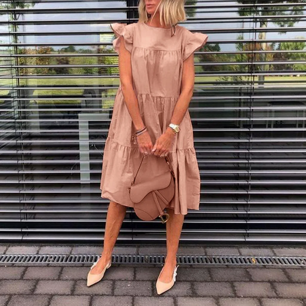 Женское винтажное платье с цветочным принтом свободное ТРАПЕЦИЕВИДНОЕ ПЛАТЬЕ