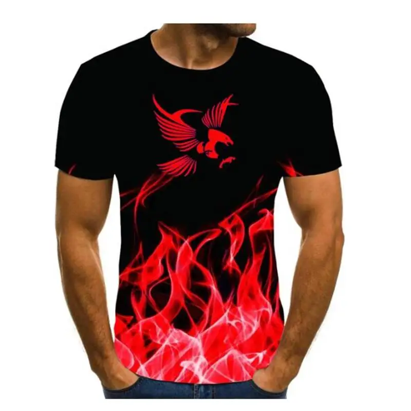 

Футболка мужская с 3D принтом орла, уличная тенниска в стиле панк-рок, Повседневная Свободная майка в стиле Харадзюку с коротким рукавом, 6xl