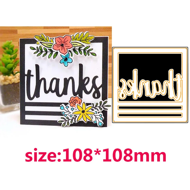

English Words "Thanks" Metal Cutting Dies For Scrapbooking Craft Die Cut Card Making Embossing Stencil Album Decoration