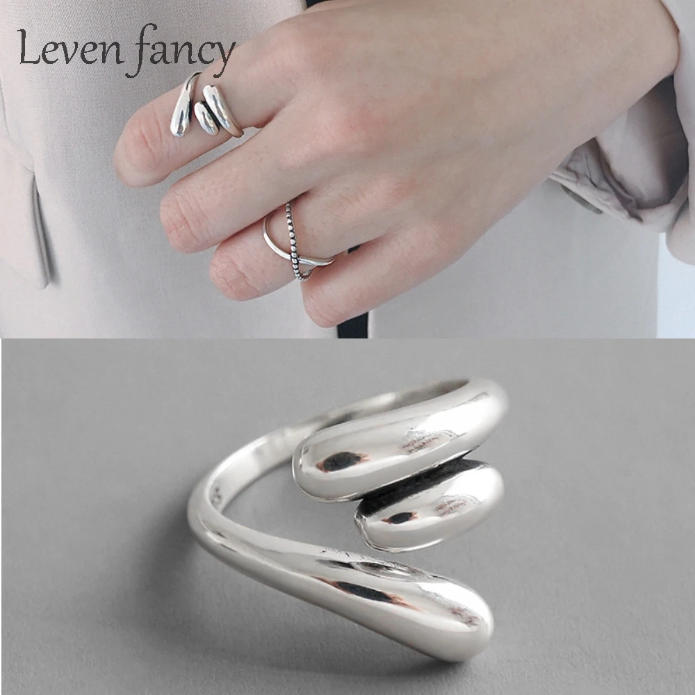 Женское винтажное Открытое кольцо в виде капли воды серебро 925 пробы|Кольца| |