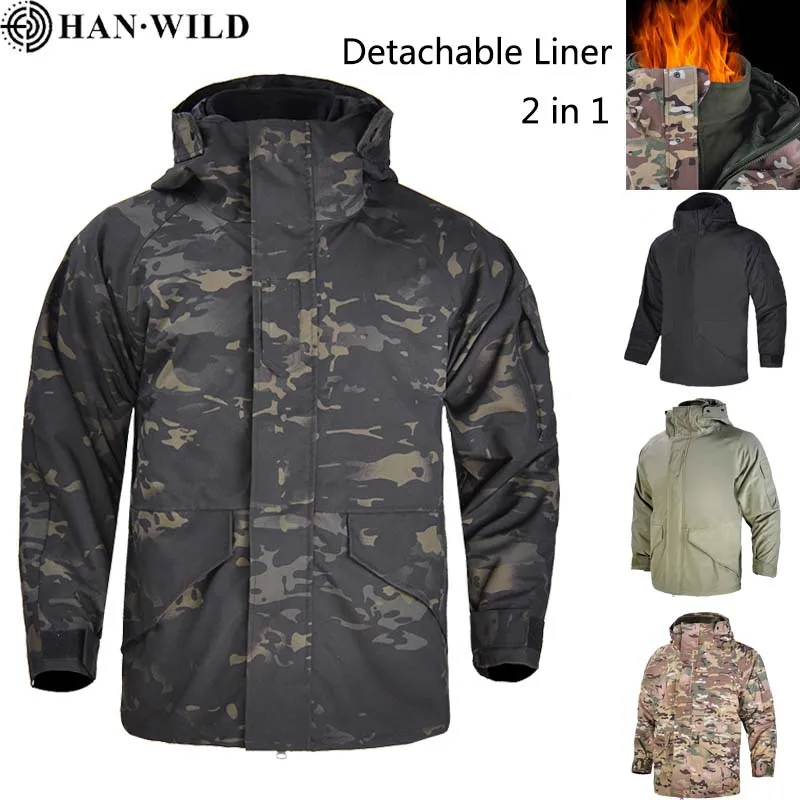 

G8 Sports Jackets Double Layer Pressure Glue Jacket with Detachable Liner Multi-function Climbing Skiing Thicken Warm 2 In1 Coat