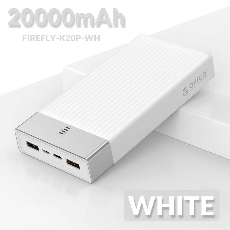 ORICO внешний аккумулятор 20000 мАч QC 2,0 3,0 PD 3,0 внешний аккумулятор 18 Вт Быстрая зарядка внешний аккумулятор для мобильного телефона для Macbook - Цвет: 20000mAh White
