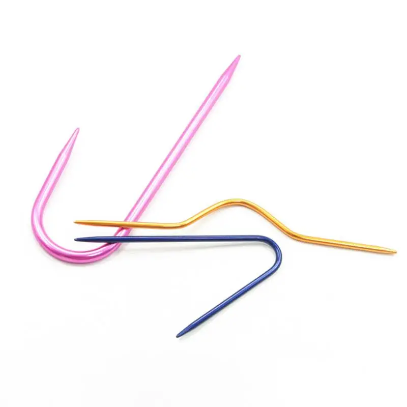 3 шт./лот изогнутые крючки для вязания алюминиевые спицы булавки шарфа свитера