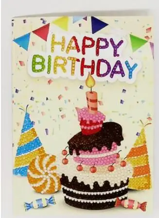 Алмазная живопись карта на день рождения бриллиантовая мозаика ручной работы 5D