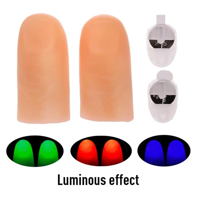 

2pcs Thumbs Led Light Up Toys Kids Magic Trick Props Funny Flashing Fingers Fantastic Glowing Toys Children Luminous Gift Supply