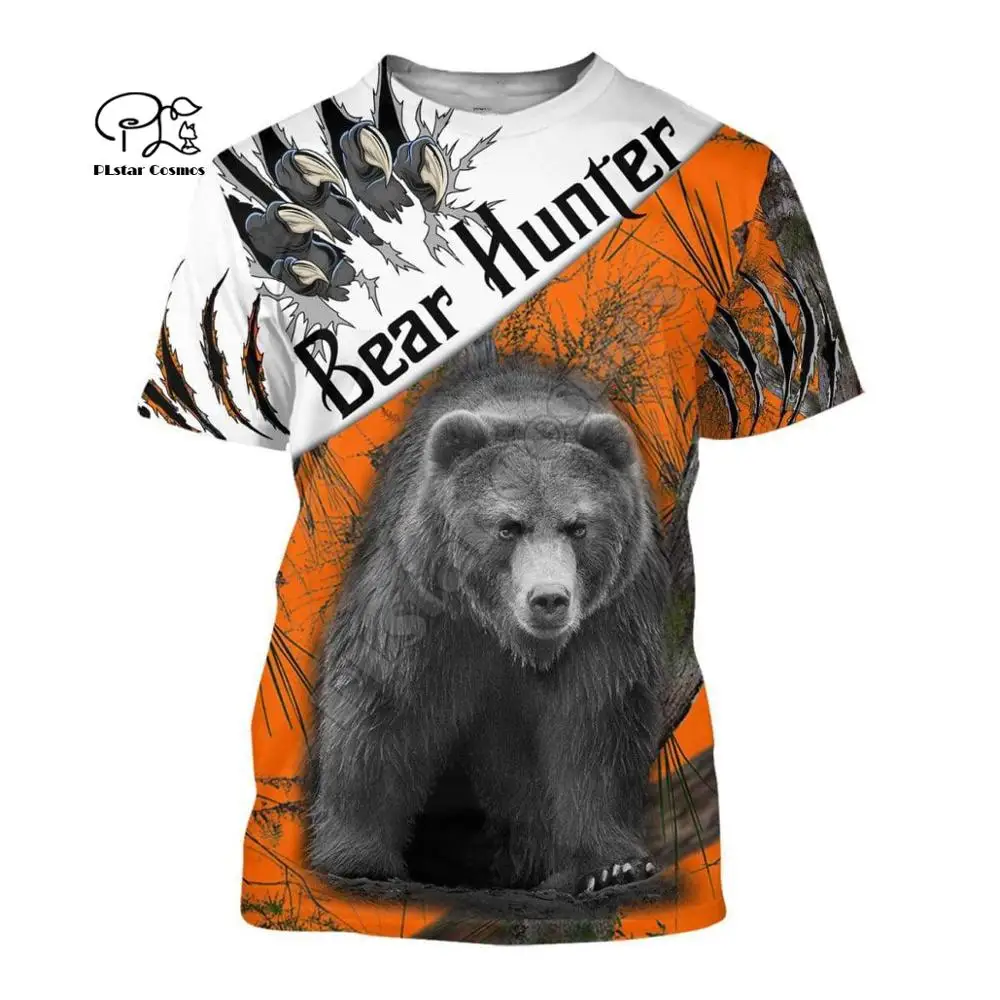 

Men women Harajuku Hunter t shirt Summer 3d tshirts Black Bear Hunting print tees casual viking short sleeve top I hate people