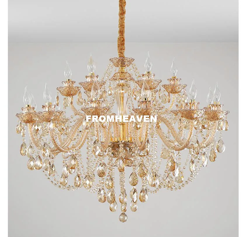 

Modern Golden K9 Crystal Chandelier Lustre Crystal Chandeliers E14 LED Light Lustres De Cristal Chandelier LED Villa Amber Lamp