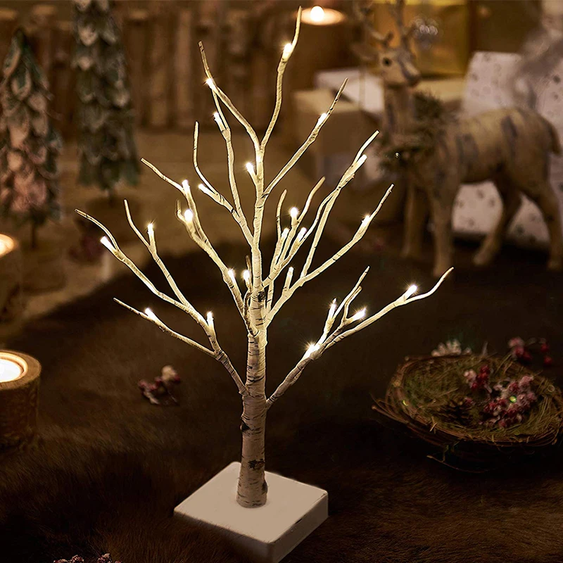 60 см Березовое дерево рождественское освещение regron deco настольные лампы серебро береза светодиодный Современный Крытый дерево лампа пейзаж ночник D25