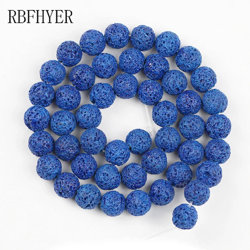 Темно синие Бусины натуральный лавовый камень вулканические камни круглые